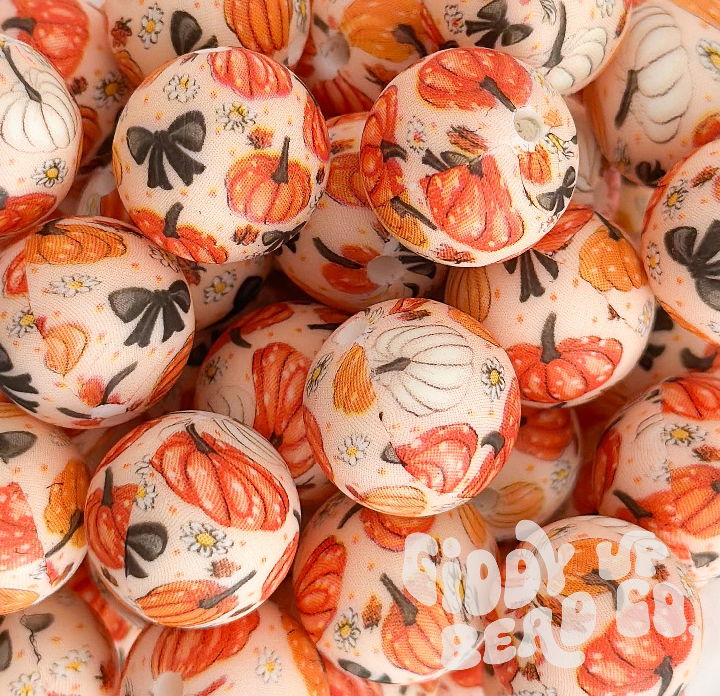 Pumpkin patch 15 mm printed bead- Pack of 5