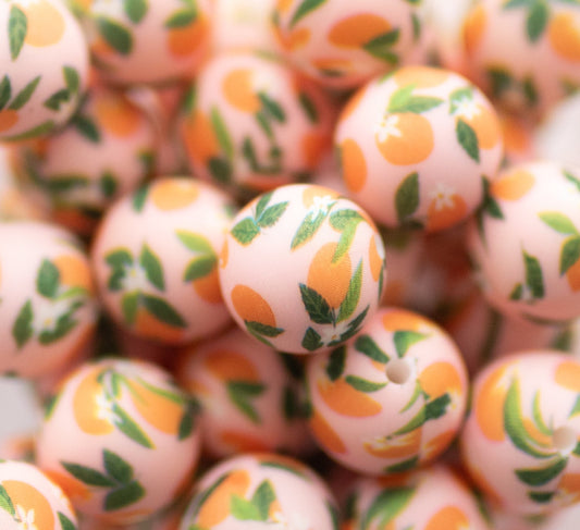 Cara & Co Peaches 15 mm printed bead- Pack of 5