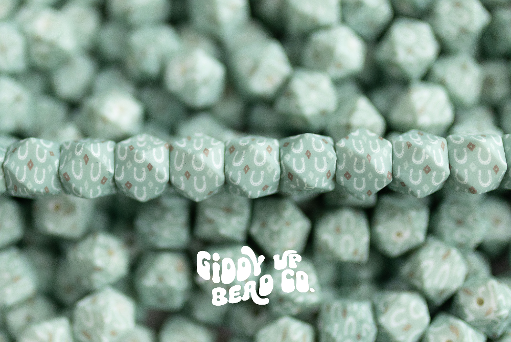 Aztec Horseshoe 14mm Hexagon Silicone Bead