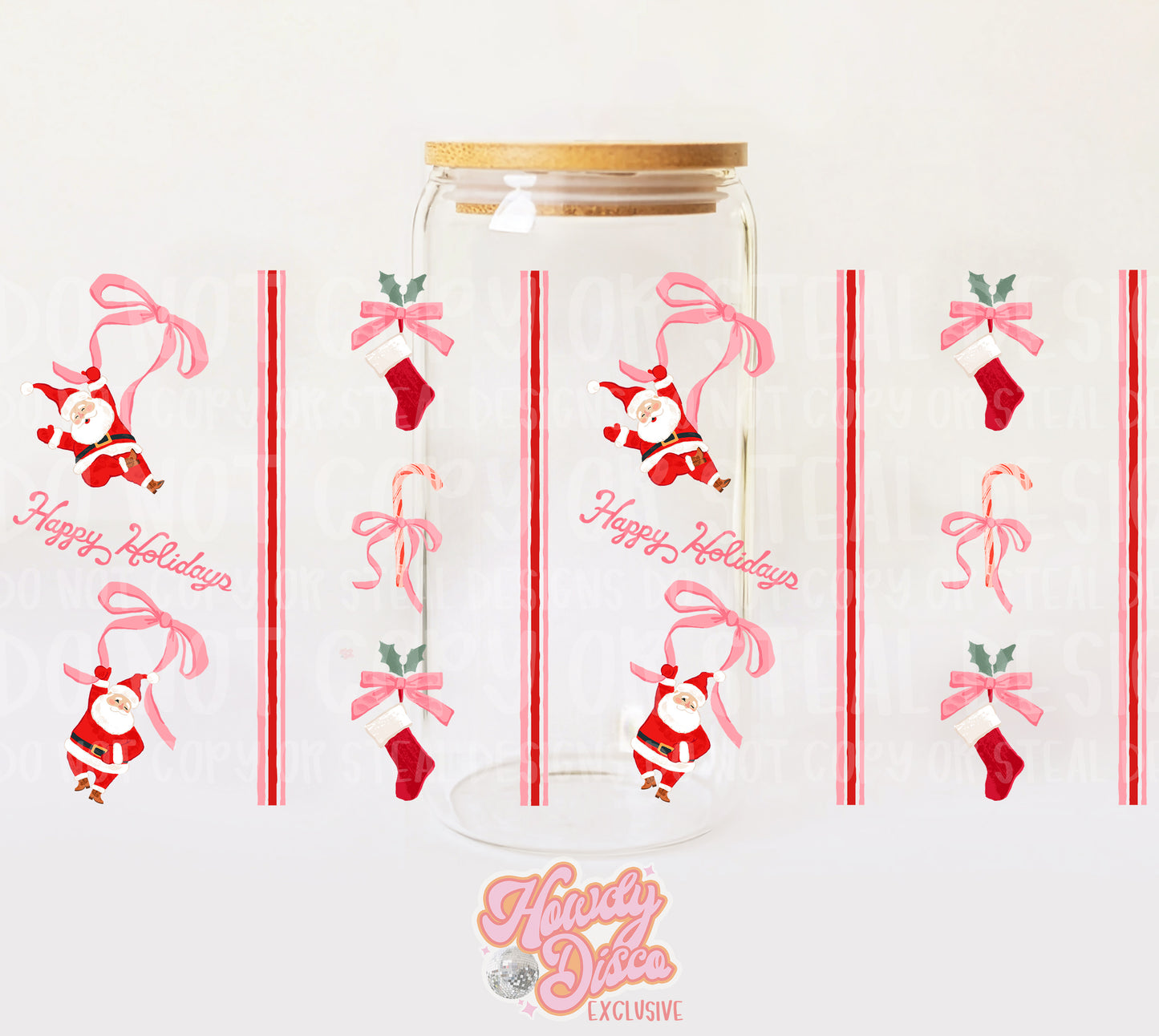 Coquette Bow Santa UV Cup wrap- Howdy Disco Exclusive