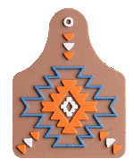 Aztec Cow Tag Silicone Focal Bead- Brown