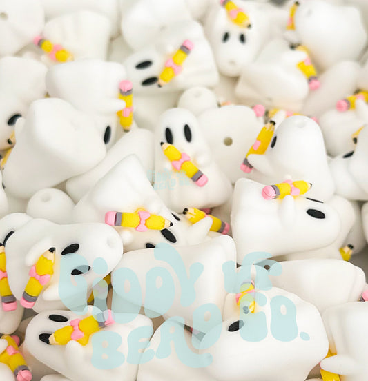 Mrs.BOOjee Ghostie with pencil 3D Focal Bead
