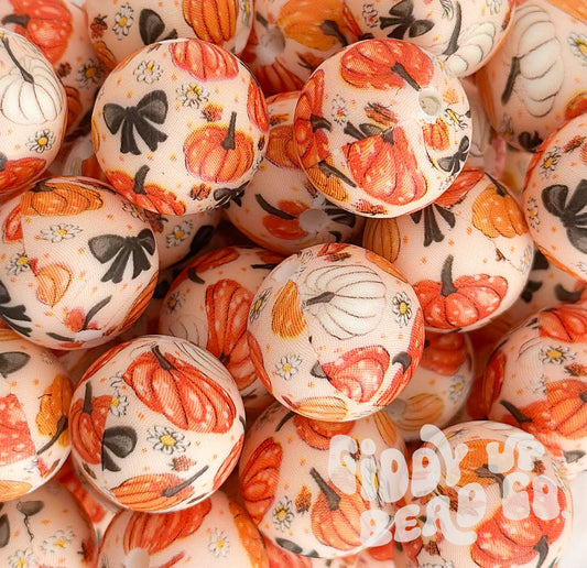 Pumpkin patch 15 mm printed bead- Pack of 5