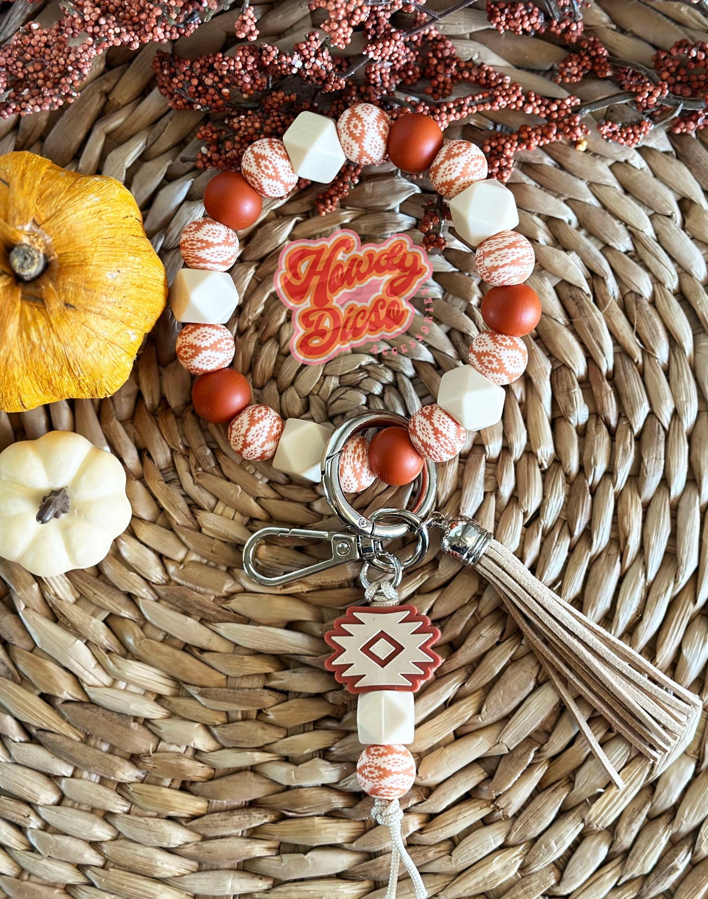 The autumn western Keychain Wristlet