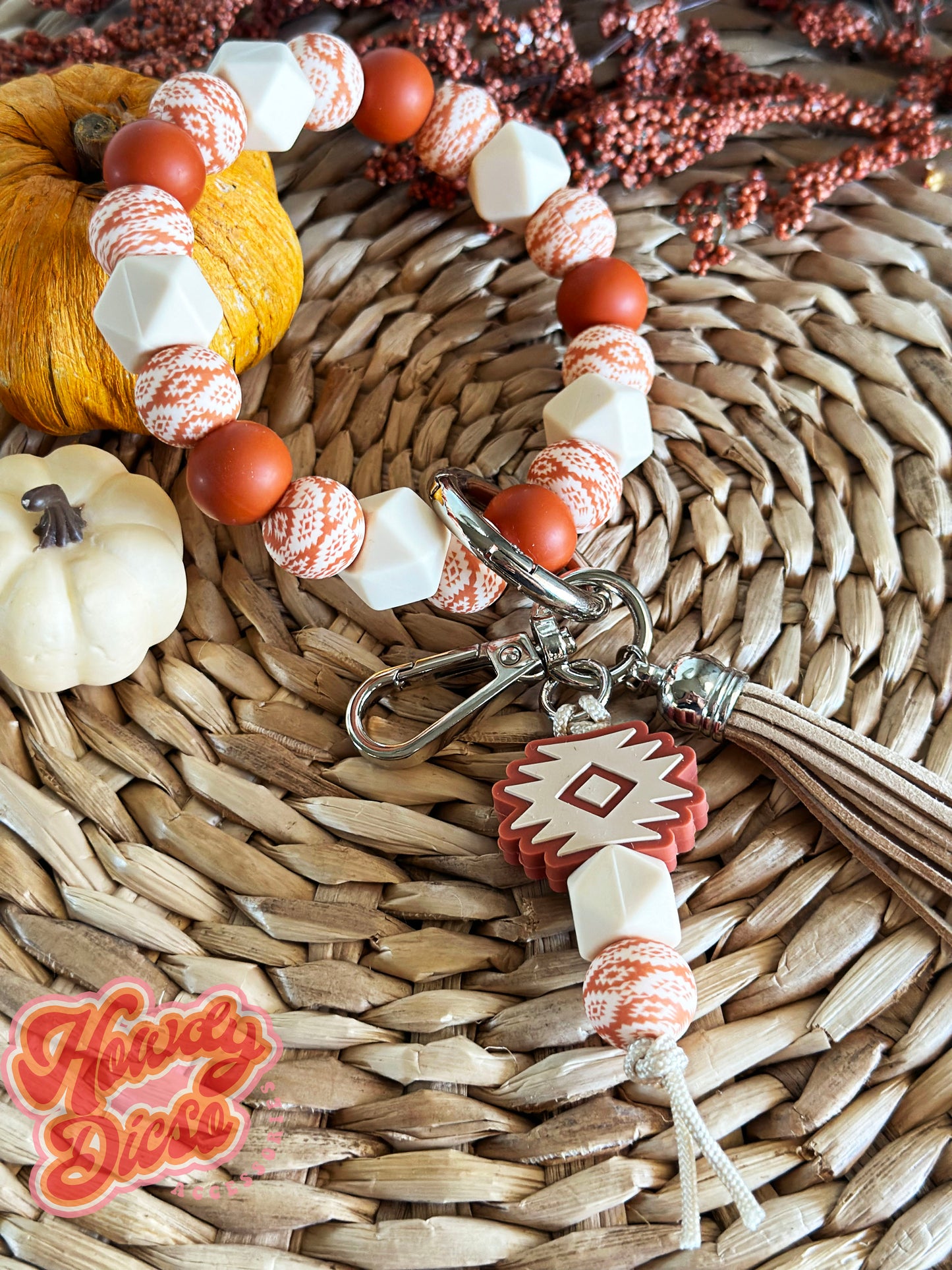 The autumn western Keychain Wristlet