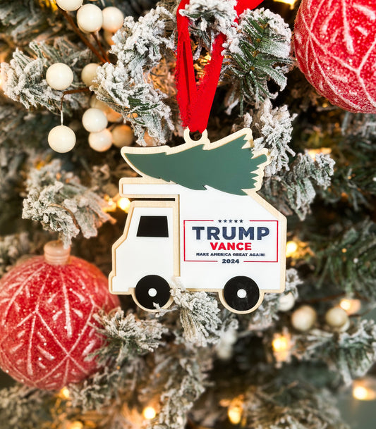 Trump Dump Truck Christmas Ornament