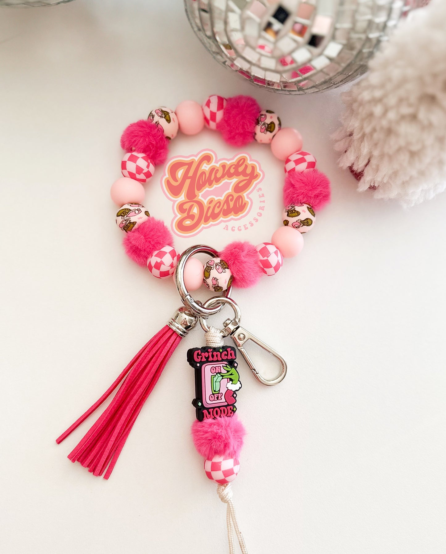 The Pink Grinchmas Keychain Wristlet