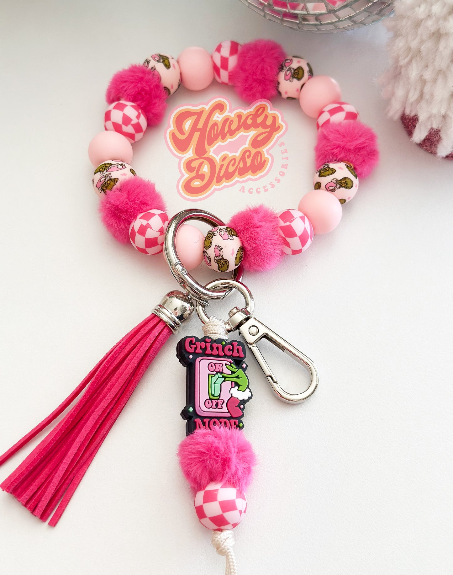 The Pink Grinchmas Keychain Wristlet