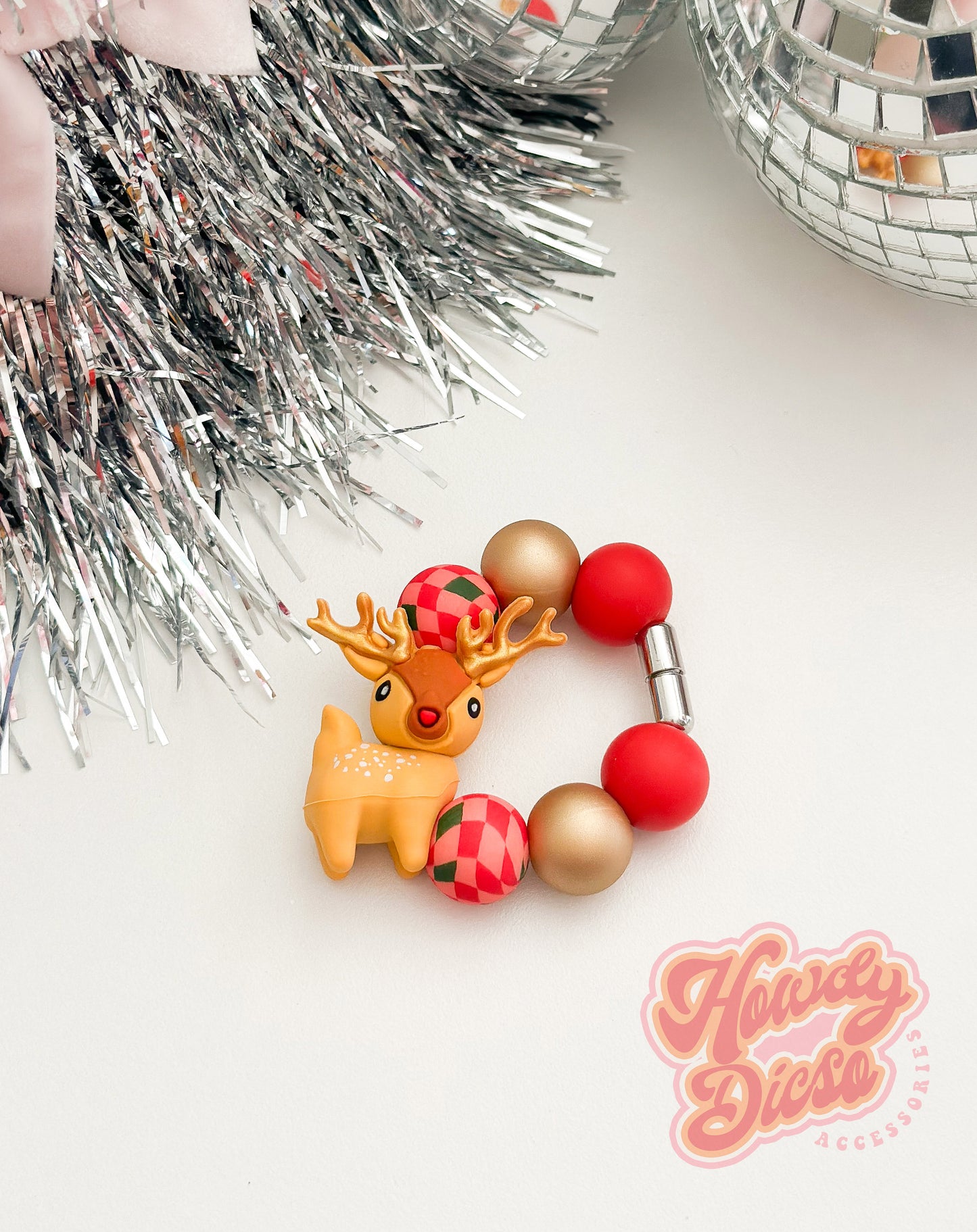 Retro Reindeer Tumbler Cup Charm