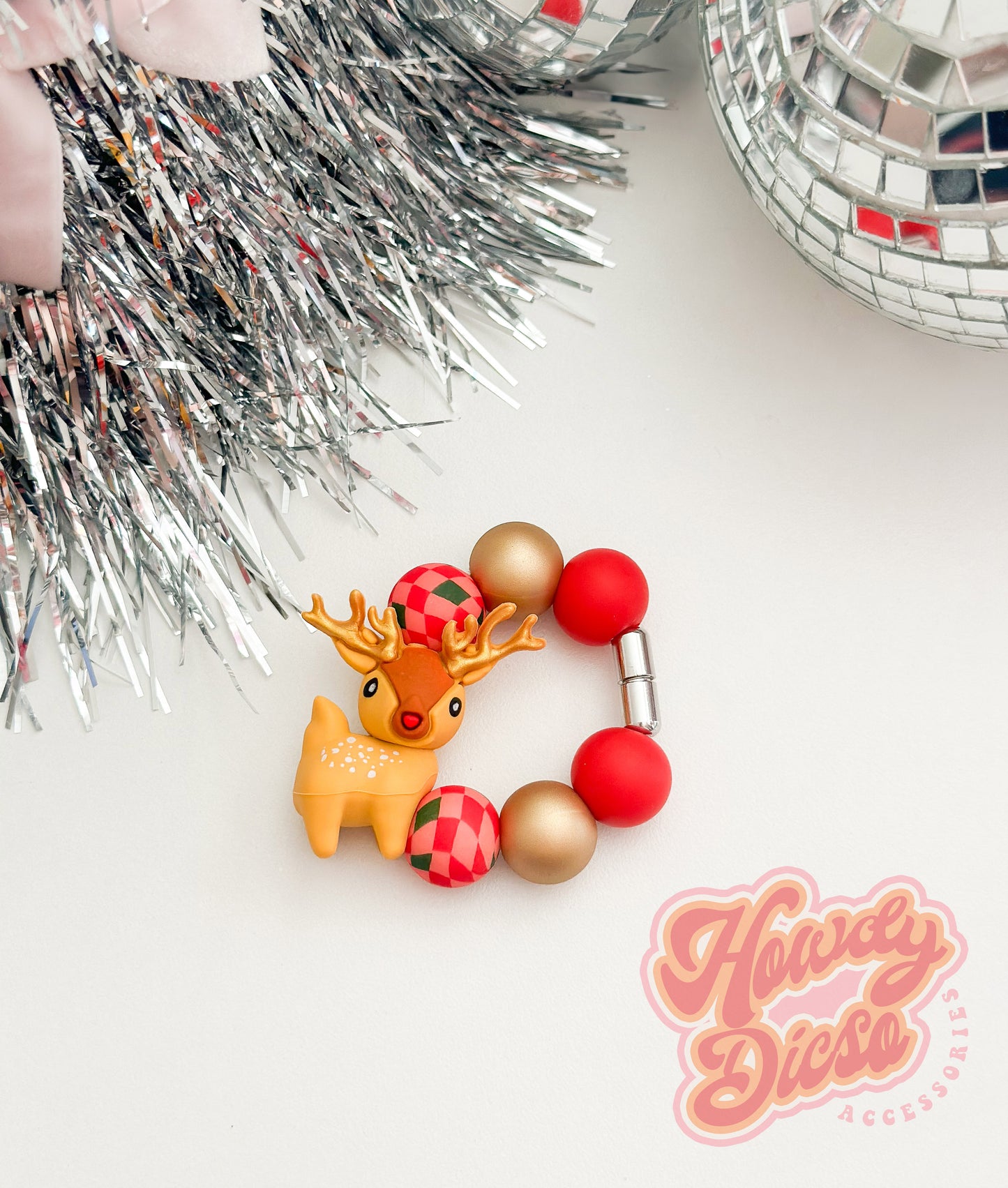 Retro Reindeer Tumbler Cup Charm