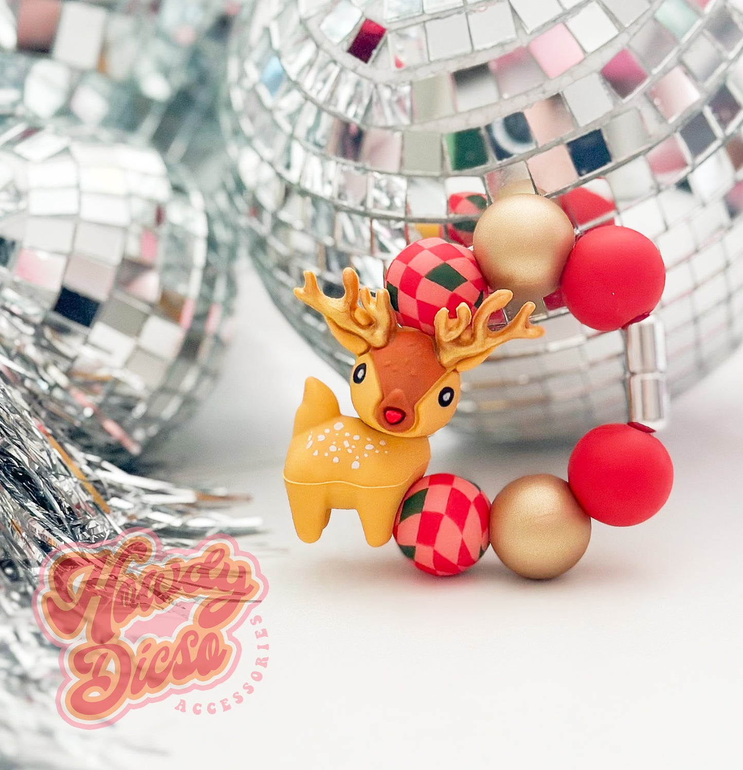 Retro Reindeer Tumbler Cup Charm