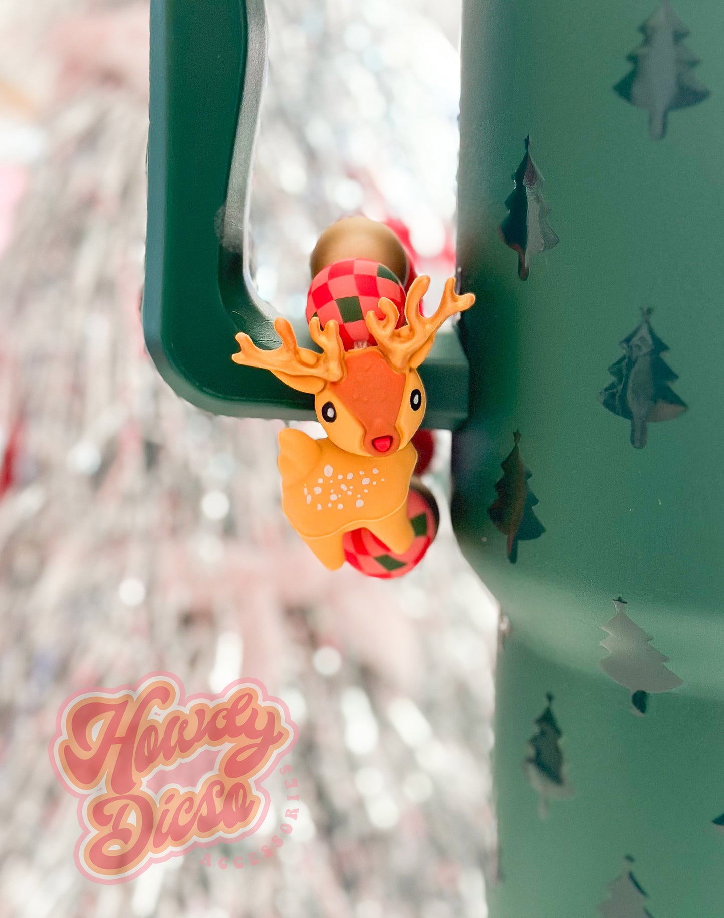 Retro Reindeer Tumbler Cup Charm