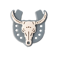 Skull Horse Shoe Silicone focal Bead- light blue