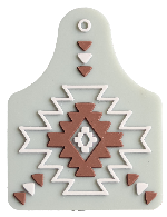 Aztec Cow Tag Silicone Focal Bead- Blue Green